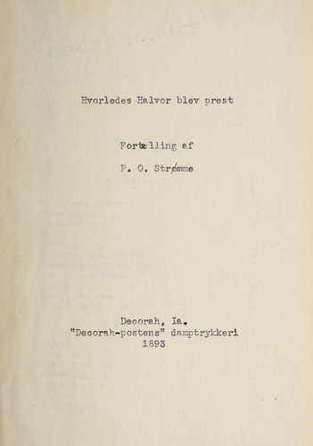 Hvorledes Halvor blev prest