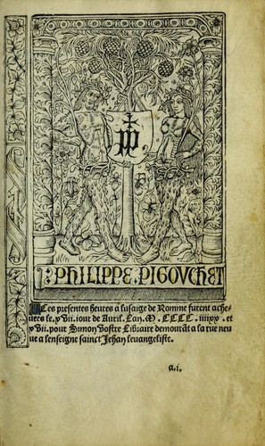 Ces presentes heures a lusaige de Romme furent acheuees le xvii. iour de Auril. Lan .M.CCCC.iiii.xx. et xvii. pour Simon vostre Libraire demoura[n]t a la rue neueu a lenseigne sainct Jehan leuangeliste