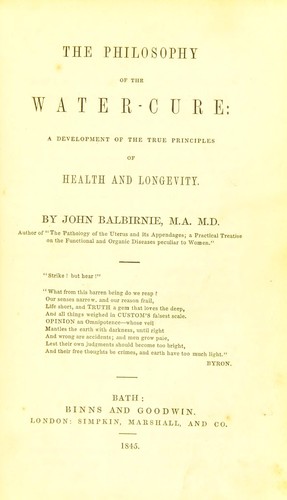 The philosophy of the water-cure