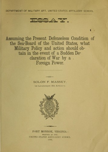 Assuming the present defenseless condition of the sea-board of the United States