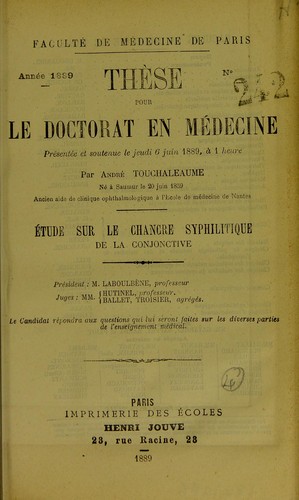 ©tude sur le chancre syphilitique de la conjonctive