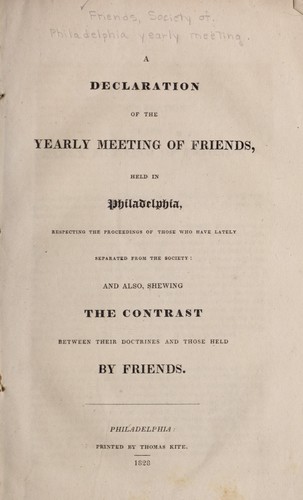 A declaration of the Yearly meeting of Friends