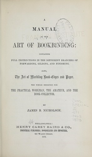 A manual of the art of bookbinding