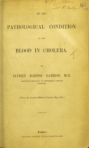 On the pathological condition of the blood in cholera
