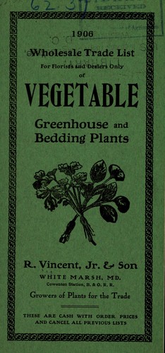Wholesale trade list for florists and dealers of vegetable, greenhouse and bedding plants
