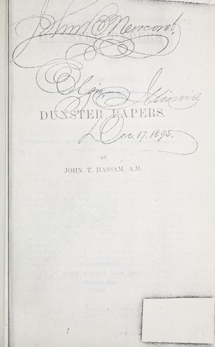 Dunster papers