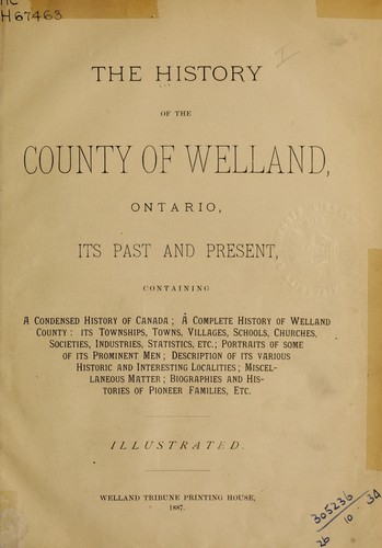 The History of the County of Welland, Ontario