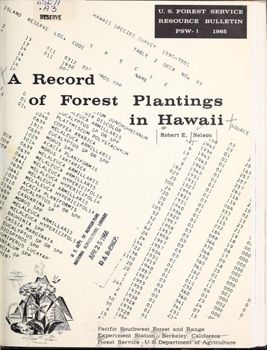 A record of forest plantings in Hawaii