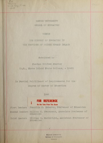 The history of education in the province of Prince Edward Island