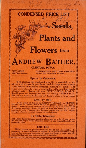 Condensed price list of seeds, plants and flowers