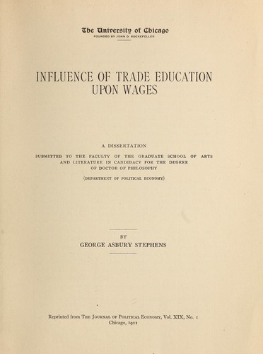 Influence of trade education upon wages