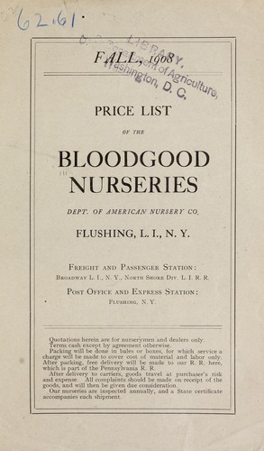 Price list of the Bloodgood Nurseries