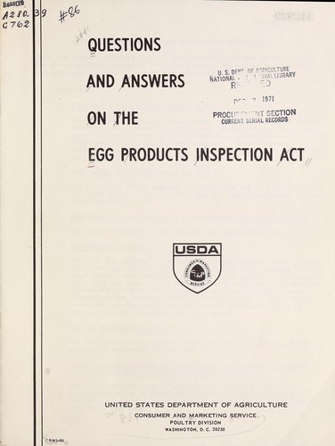 Questions and answers on the Egg Products Inspection Act