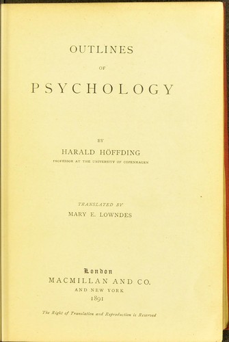Outlines of psychology