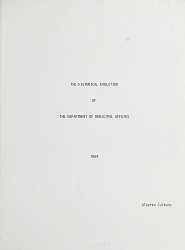 The historical evolution of the Dept. of Municipal Affairs
