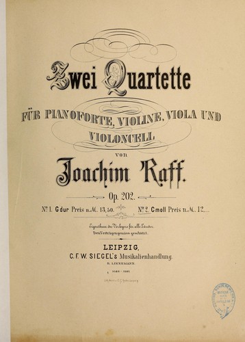 Zwei Quartette f℗♭¡Łr Pianoforte, Violine, Viola und Violoncell
