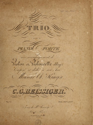 Cinqui℗♭℗ʺme trio, pour le pianoforte avec accompagnement de violon et violoncelle oblig℗♭Ứs, op. 75