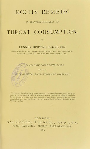 Koch's remedy in relation specially to throat consumption