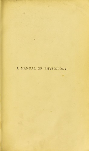 A manual of physiology