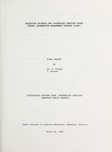 Selection criteria for integrated computer school information management systems (SIMS)