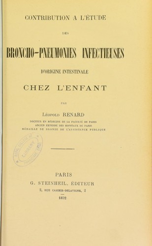 Contribution a l'etude des broncho-pneumonies infectieuses d'origine intestinale chez l'enfant