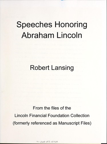 Speeches honoring Abraham Lincoln