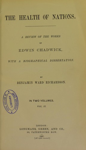 The health of nations : a review of the works of Edwin Chadwick