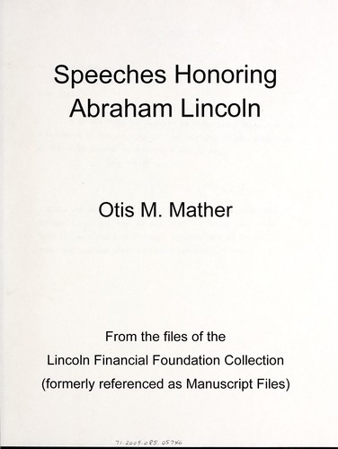 Speeches honoring Abraham Lincoln