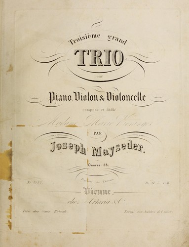 Troisi℗♭℗ʺme grand trio pour piano, violon & violoncelle, oeuvre 58