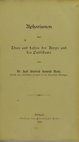 Aphorismen ©ơber Thun und Lassen der Aerzte und des Publikums