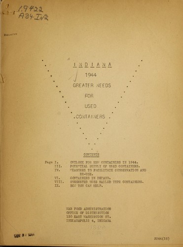 Indiana 1944 greater needs for used containers