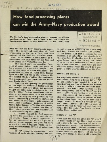 How food processing plants can win the Army-Navy production award