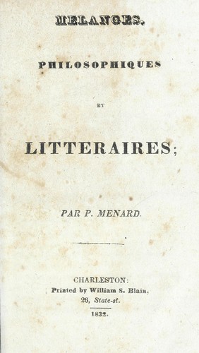 M©♭langes philosophiques et litt©♭raires