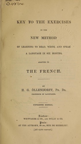 Key to the exercises in the new method of learning to read, write, and speak a language in six months