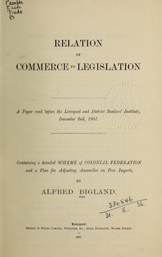 Relation of commerce to legislation