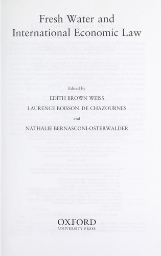 Fresh water and international economic law