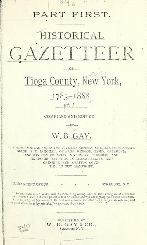 Historical gazetter of Tioga County, New York, 1785-1888