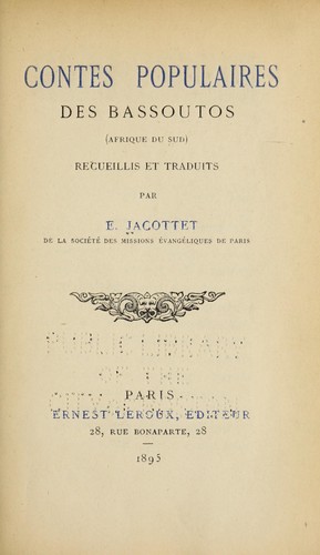 Contes populaires des Bassoutos