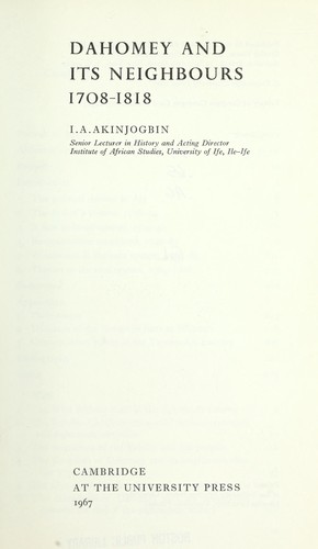 Dahomey and its neighbours, 1708-1818