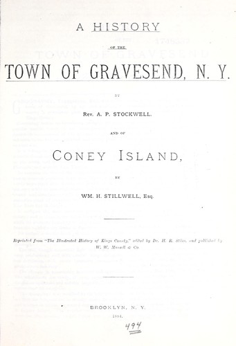 History of the town of Gravesend, N.Y.