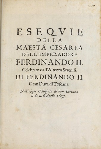 Eseqvie della Maestà Cesarea dell'imperadore Ferdinando II