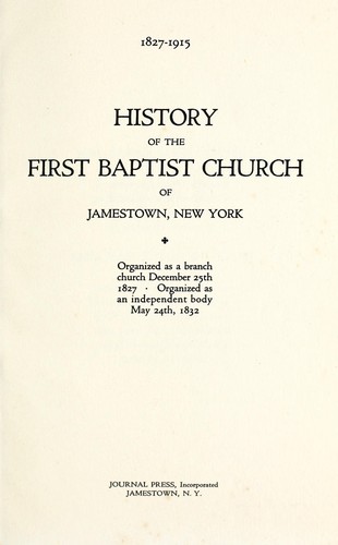 History of the First Baptist Church of Jamestown, New York