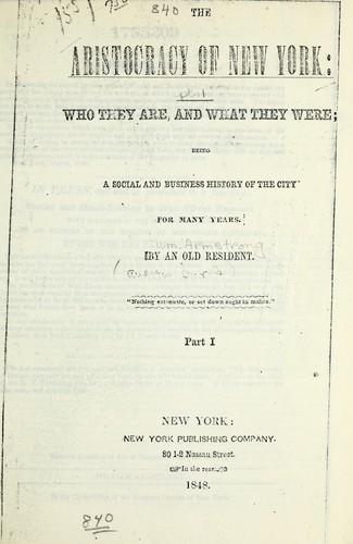 The aristocracy of New York