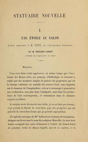 Esthétique nombrée, application de l'Équation du Beau à l'analyse harmonique de la statuaire nouvelle