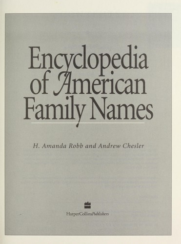 Encyclopedia of American family names