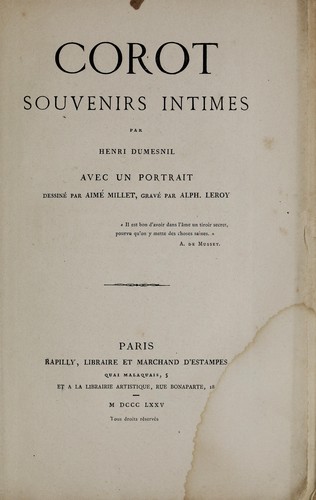 Corot, souvenirs intimes
