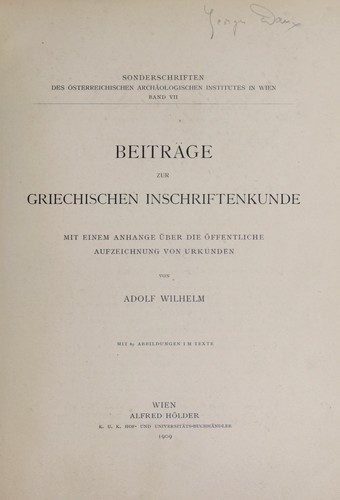 Beiträge zur griechischen inschriftenkunde