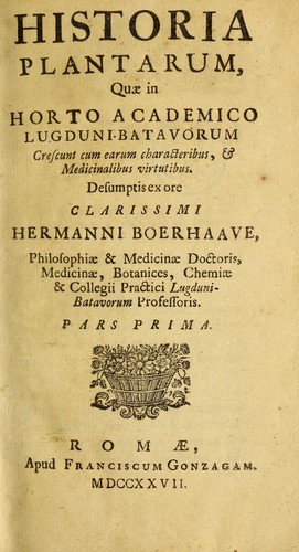 Historia plantarum quae in Horto Academico Lugduni-Batavorum crescunt