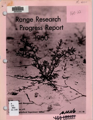 Range research progress report, 1960