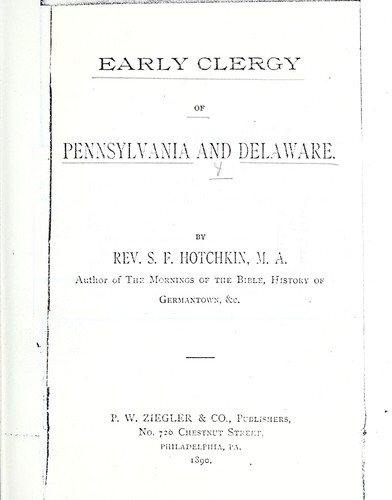 Early clergy of Pennsylvania and Delaware
